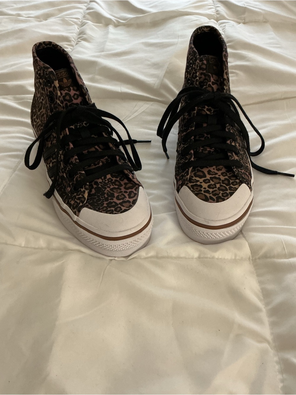 Adidas Leopard Print High-Top Sneakers - Brown - Picture 3 of 8
